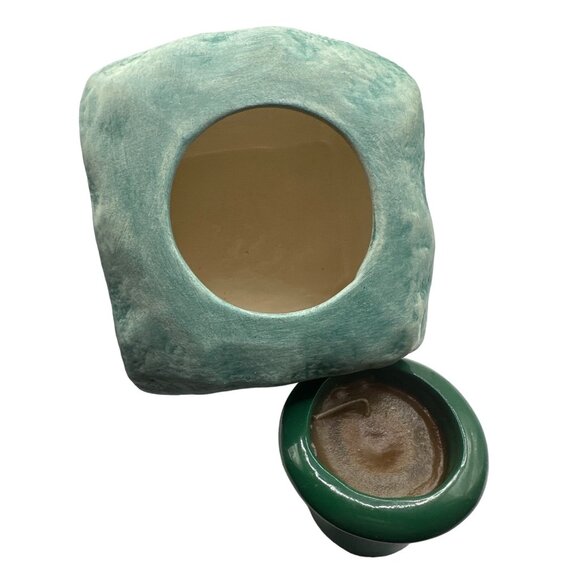 Vintage Ceramic Holly Berry Pine Votive Candle Holder Signed - Picture 7 of 10